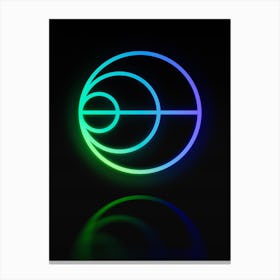 Neon Blue and Green Abstract Geometric Glyph on Black n.0309 Canvas Print
