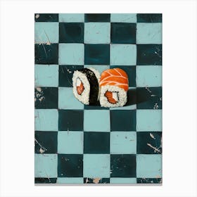 Sushi Blue Checkerboard 3 Canvas Print
