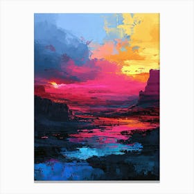 Rasterized Rivers | Pixel Art Series Canvas Print