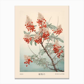 Hagi Bush Clover 3 Vintage Japanese Botanical Poster Canvas Print