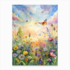 Watercolor Of A Summer Meadow Canvas Print