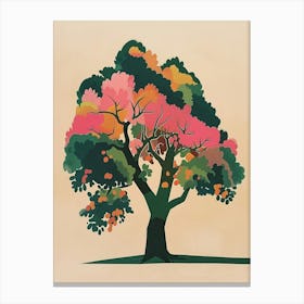 Pecan Tree Colourful Illustration 2 Canvas Print