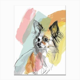 Papillon Dog Pastel Line Watercolour Illustration 1 Canvas Print