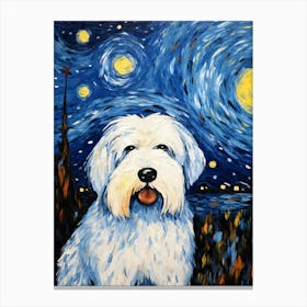 Old Englishs Sheepdog Starry Night Dog Portrait Canvas Print