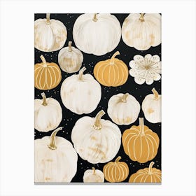 Black White And Gold Pumpkins 4 Canvas Print