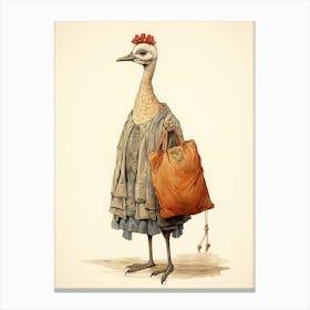 Storybook Animal Watercolour Crane 4 Canvas Print