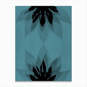 Teal black leaf 1 Canvas Print