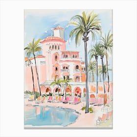 The Ritz Carlton Bacara, Santa Barbara   Santa Barbara, California   Resort Storybook Illustration 7 Canvas Print