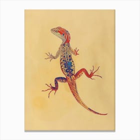 Colourful Rainbow Lizard Block Print 2 Canvas Print