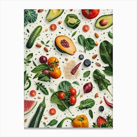 Organic Vegetables On White Background Canvas Print