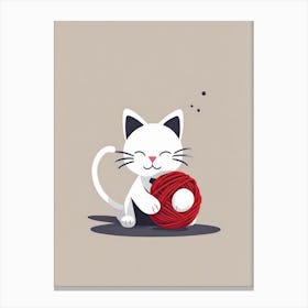 Cat With A Ball Of Yarn Canvas Print