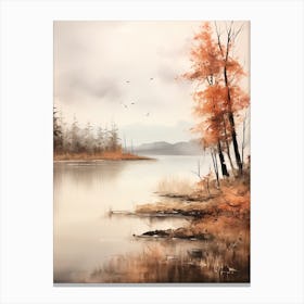 Lake In The Woods In Autumn, Painting 76 Canvas Print
