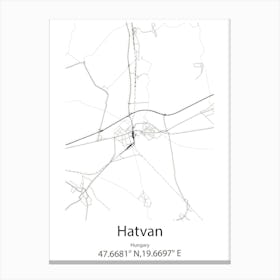 Hatvan,Hungary Minimalist Map Canvas Print