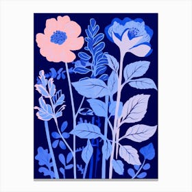 Blue Flower Illustration Peony 1 Canvas Print