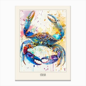 Crab Colourful Watercolour 3 Poster Canvas Print