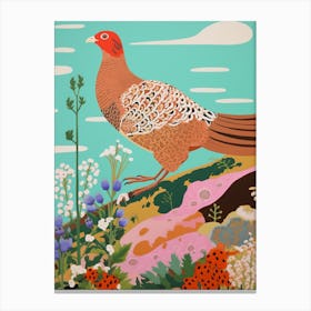 Maximalist Bird Painting Grouse 1 Canvas Print