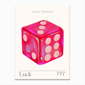 Pink Dice Retro Luck Angel Numbers 777 Canvas Print