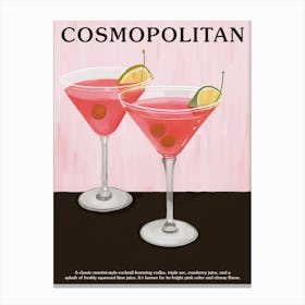 Cosmopolitan Cocktail Pink Kitchen Art Canvas Print