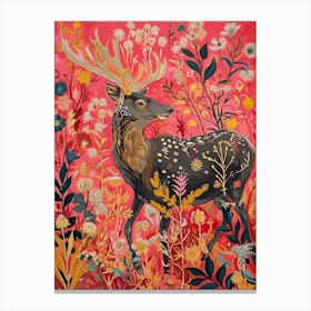 Floral Animal Painting Elk 1 Canvas Print