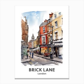 Brick Lane, London 2 Watercolour Travel Poster Canvas Print