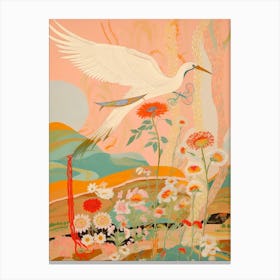 Maximalist Bird Painting Stork Canvas Print