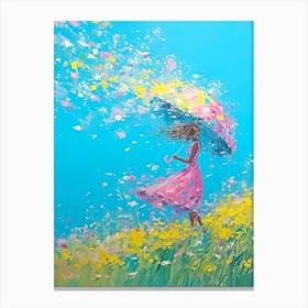 Girl With Umbrella Canvas Print