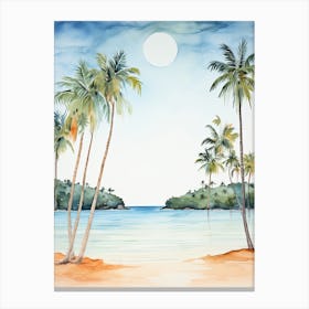 Watercolour Of White Beach   Boracay Philippines 0 Canvas Print