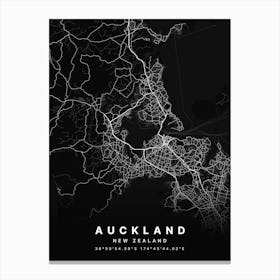 Auckland New Zealand Black Map Canvas Print