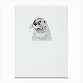 River Otter Black & White Drawing Canvas Print