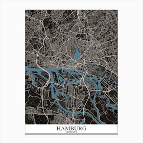 Hamburg Black Blue Canvas Print