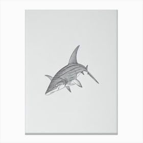 Hammerhead Shark Black & White Drawing Canvas Print