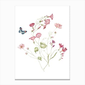 Wildflowers And Butterflies Canvas Print