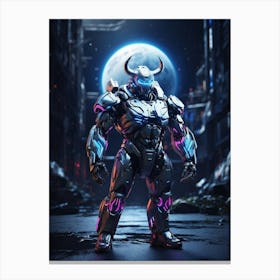 Bull In Cyborg Body #3 Canvas Print