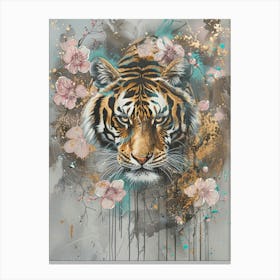 Tiger With Flowers 4 Canvas Print