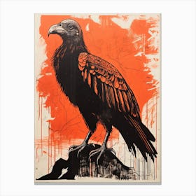 Vulture, Woodblock Animal Drawing 1 Canvas Print
