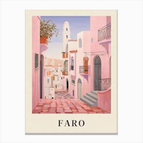 Faro Portugal 6 Vintage Pink Travel Illustration Poster Canvas Print