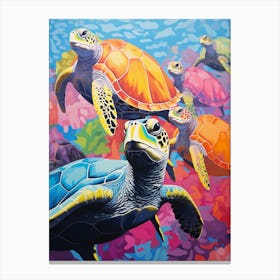 Rainbow Turtle Collage Style Canvas Print