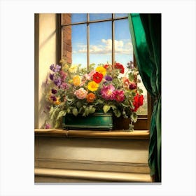 Flowers On The Window Sill Canvas Print