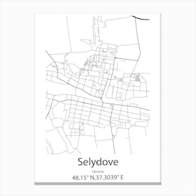 Selydove,Ukraine Minimalist Map Canvas Print