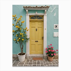 Yellow Door in Pastel Colours Canvas Print