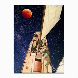 Sailing Under The Blood Moon Canvas Print
