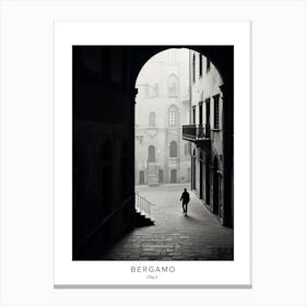 Poster Of Bergamo, Italy, Black And White Analogue Photography 1 Canvas Print