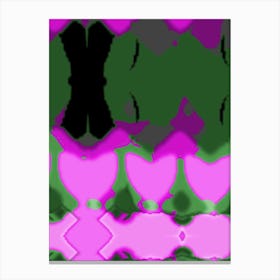 Pink And Green Hearts Canvas Print