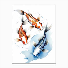 Koi Fish Watercolor Painting (30) Canvas Print