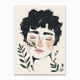 Illustration Of A Girl With Leaves 1 Canvas Print