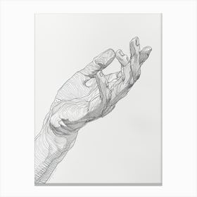 Human Hand Drawing Minimalist Line Art Monoline Illustration Canvas Print
