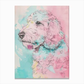Labradoodle Dog Pastel Line Illustration Canvas Print