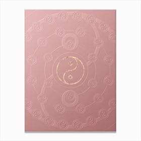 Geometric Gold Glyph on Circle Array in Pink Embossed Paper n.0096 Canvas Print