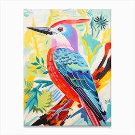 Colourful Bird Painting Woodpecker 1 Canvas Print