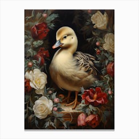 Floral Ornamental Duckling 1 Canvas Print